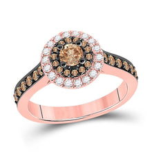Load image into Gallery viewer, 14kt Rose Gold Enchanting Brown Diamond Solitaire Bridal Wedding Engagement Ring 7/8 Cttw - Top View