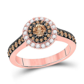 14kt Rose Gold Enchanting Brown Diamond Solitaire Bridal Wedding Engagement Ring 7/8 Cttw - Top View