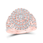 Romantic Radiance: 14kt Rose Gold Diamond Bridal Wedding Ring Band Set - Top View