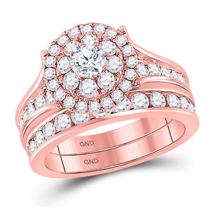 Wedding Collection | 14kt Rose Gold Round Diamond Bridal Wedding Ring Band Set 1-3/4 Cttw | Splendid Jewellery GND