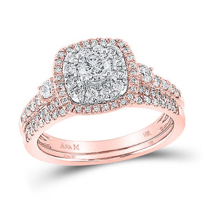 Wedding Collection | 14kt Rose Gold Round Diamond Bridal Wedding Ring Band Set 1 Cttw | Splendid Jewellery GND