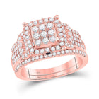 14kt Rose Gold Eternal Sparkle Bridal Wedding Ring Band Set - Top View