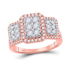 14kt Rose Gold Enchanting Diamond Cluster Bridal Wedding Engagement Ring 1 Cttw - Top View