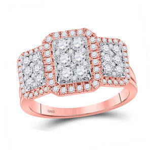 Wedding Collection | 14kt Rose Gold Round Diamond Cluster Bridal Wedding Engagement Ring 1 Cttw | Splendid Jewellery GND