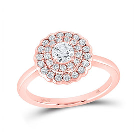 14kt Rose Gold Radiant Sparkle Double Halo Bridal Wedding Engagement Ring - Top View