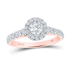 Radiant Rose Gold Diamond Halo Bridal Wedding Ring - A Timeless Symbol of Love and Elegance - Top View