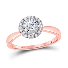 Load image into Gallery viewer, Radiant Rose Gold Diamond Halo Wedding Ring - Top View