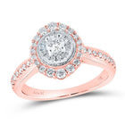 14kt Rose Gold Radiant Brilliance Diamond Halo Bridal Wedding Engagement Ring - Top View