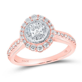 14kt Rose Gold Radiant Brilliance Diamond Halo Bridal Wedding Engagement Ring - Top View