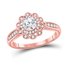 Load image into Gallery viewer, 14kt Rose Gold Radiant Love Diamond Solitaire Bridal Wedding Engagement Ring - Top View