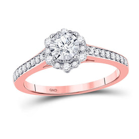 14kt Rose Gold Radiant Love Diamond Solitaire Bridal Wedding Engagement Ring - Top View
