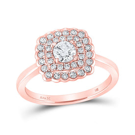 Eternal Love 14kt Rose Gold Round Diamond Solitaire Bridal Wedding Engagement Ring - Top View