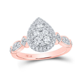 14kt Rose Gold Teardrop Diamond Bridal Wedding Engagement Ring - Top View