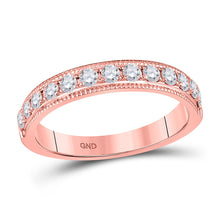 Load image into Gallery viewer, Radiant Love 14kt Rose Gold Diamond Wedding Band - Top View
