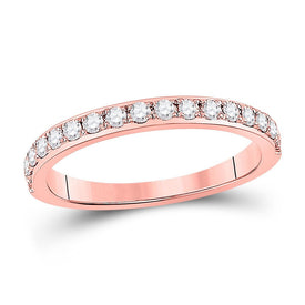 Radiant Love: 14kt Rose Gold Diamond Wedding Band - Top View
