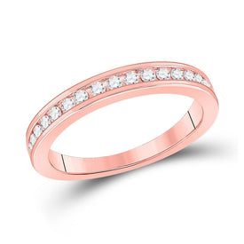 Radiant Rose: 14kt Rose Gold Diamond Wedding Band - Top View