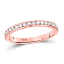 Load image into Gallery viewer, 14kt Rose Gold Diamond Wedding Band - Timeless Elegance for Your Special Day - Top View