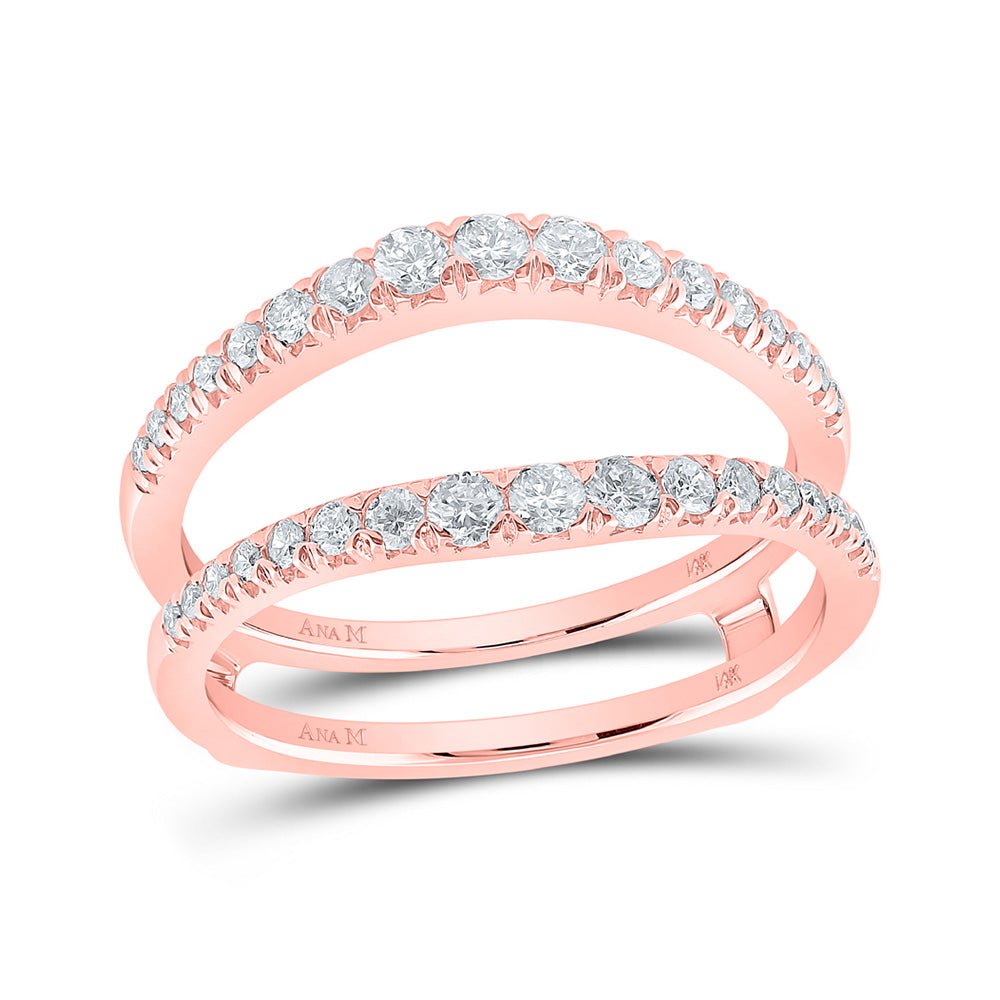 Wedding Collection | 14kt Rose Gold Womens Round Diamond Wrap Enhancer Wedding Band 1/2 Cttw | Splendid Jewellery GND