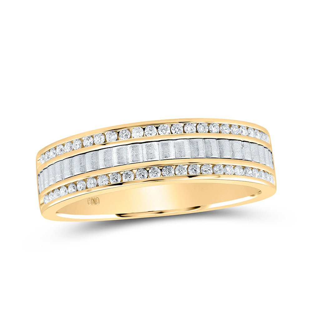 Wedding Collection | 14kt Two-tone Gold Mens Round Diamond Wedding Band Ring 1/3 Cttw | Splendid Jewellery GND