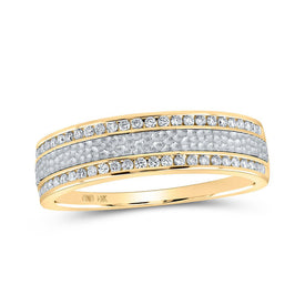 14kt Dual-Tone Gold Men's Diamond Wedding Hammered Band Ring 1/3 Cttw - Top View