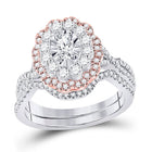 14kt Two-tone Gold Oval Diamond Bridal Wedding Ring Band Set - Eternal Elegance - Top View