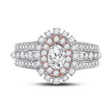Load image into Gallery viewer, 14kt Celestial Harmony Diamond Halo Bridal Wedding Engagement Ring 1-1/2 Cttw - Side View