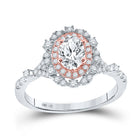 Eternal Love 14kt Two-tone Gold Oval Diamond Halo Bridal Wedding Engagement Ring - Top View