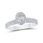 14kt Two-tone Gold Oval Diamond Halo Bridal Wedding Ring Band Set - Top View