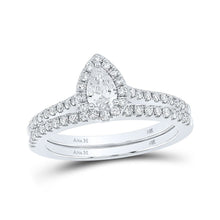 Load image into Gallery viewer, The Majestic Love Diamond Halo Bridal Wedding Ring Band Set - Top View