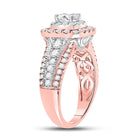 Captivating Elegance: 14kt Two-tone Gold Princess Diamond Halo Bridal Wedding Engagement Ring 1-1/2 Cttw - Front View