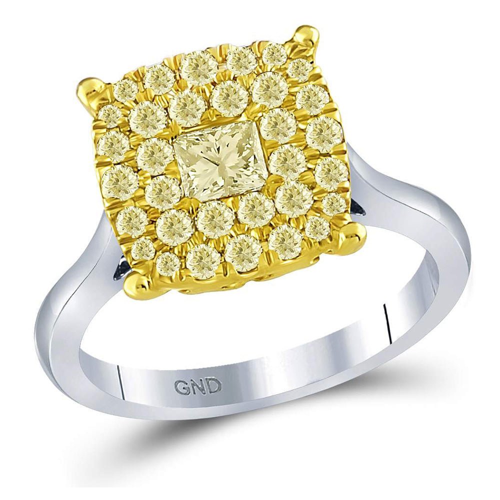 Wedding Collection | 14kt Two-tone Gold Princess Yellow Diamond Solitaire Bridal Wedding Ring 1 Cttw | Splendid Jewellery GND