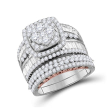 Load image into Gallery viewer, Captivating Brilliance: Two-Tone Gold Diamond Wedding Ring Set - Top View