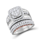Captivating Brilliance: Two-Tone Gold Diamond Wedding Ring Set - Top View