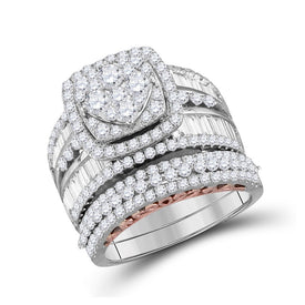 Captivating Brilliance: Two-Tone Gold Diamond Wedding Ring Set - Top View