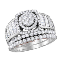 Load image into Gallery viewer, Captivating Harmony: 14kt Two-tone Gold Diamond Bridal Wedding Ring Band Set - Top View