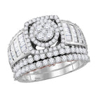 Captivating Harmony: 14kt Two-tone Gold Diamond Bridal Wedding Ring Band Set - Top View