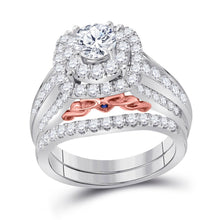 Load image into Gallery viewer, 14kt Two-tone Gold Diamond Elegance Bridal Wedding Ring Set - Top View