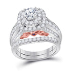 14kt Two-tone Gold Diamond Elegance Bridal Wedding Ring Set - Top View
