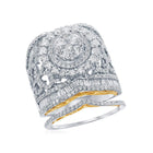 Captivating Love Story: 14kt Two-tone Gold Round Diamond Bridal Wedding Ring Band Set 3 Cttw - Top View