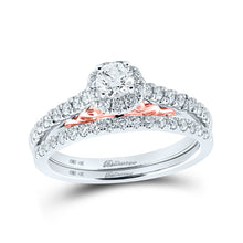 Load image into Gallery viewer, Captivating &quot;Golden Radiance&quot; Two-Tone Diamond Bridal Wedding Ring Band Set - Top View