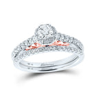 Captivating "Golden Radiance" Two-Tone Diamond Bridal Wedding Ring Band Set - Top View