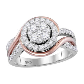 14kt Two-tone Gold Diamond Cluster Forever Love Ring - Top View