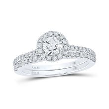 Load image into Gallery viewer, Captivating Two-tone Gold Diamond Halo Bridal Wedding Ring Set - Top View