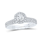 Captivating Two-tone Gold Diamond Halo Bridal Wedding Ring Set - Top View