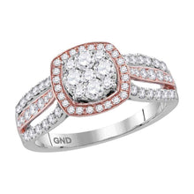 Load image into Gallery viewer, 14kt Two-tone Gold Square Diamond Bridal Wedding Ring - Top View