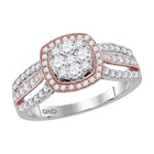 14kt Two-tone Gold Square Diamond Bridal Wedding Ring - Top View