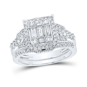 Wedding Collection | 14kt White Gold Baguette Diamond Bridal Wedding Ring Band Set 7/8 Cttw | Splendid Jewellery GND