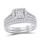 The Majestic Brilliance 14kt White Gold Baguette Diamond Cluster Bridal Wedding Engagement Ring - Top View