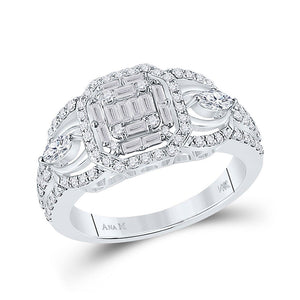 Wedding Collection | 14kt White Gold Baguette Diamond Square Bridal Wedding Engagement Ring 3/4 Cttw | Splendid Jewellery GND