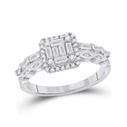 Dazzling Brilliance: 14kt White Gold Baguette Diamond Square Bridal Wedding Engagement Ring - Top View
